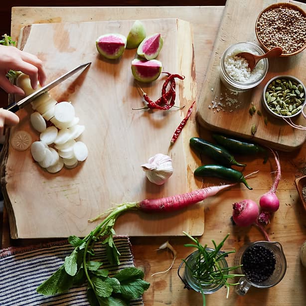 Fresh ingredients on a cutting board